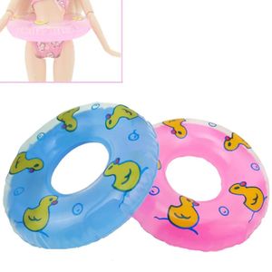 2 Pcs Doll LIfebuoy Float Swim Ring Swimming Pool Accessories for Barbie Dollhouse Pink Blue Duck Baby Girl DIY House Toys 240403