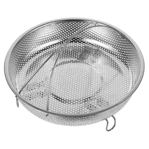 Double Boilers Stainless Steel Steamer Dumpling Pot Drain Fruit Basket Dumplings Reusable Food Steaming Rack Kitchen Accessory For Round