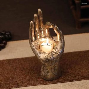 Candle Holders Holder Buddha's-Hand Shaped Resin Candlestick Desktop Decor Decorative Artware For Home Shops Bronze/Golden