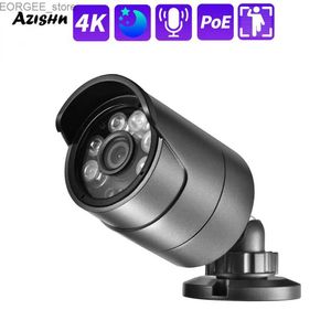 Andra CCTV -kameror Azishn fullfärg H.265+ Audio Ultra HD 4K 8MP Metal IP Camera Bullet Outdoor IP66 Humanoid Detection PoE Security CCTV CAM 4MP Y240403
