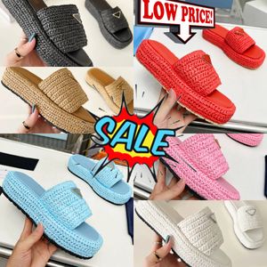 Komfortdesigner Sandalen Neue Stile Damen Pantoffers Objektträger gewebte Hausschuhe Frauen Flip Flops Luxus flach dicker Boden rutschiger Größe 35-42