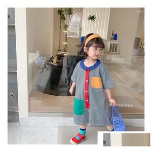 Girl'S Dresses Girl Autumn Winter Infant Dress Toddler Short Sleeve One-Piece Baby Slim Clothes Denim Jeans Overalls Drop Delivery Bab Dhfap