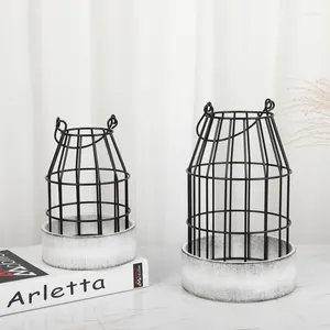 Candle Holders Retro Metal Holder Iron Black Unique Luxury Halloween Wedding Living Room Art Altar Portavelas Home Decor