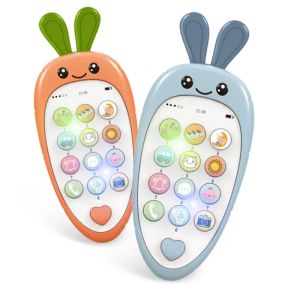 Brinquedos de telefone para bebês bilíngües de telefone bilíngue Música Voo
