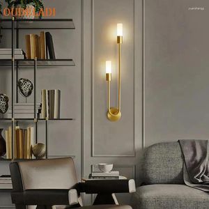 Lâmpadas de parede Nórdicas Brass de lâmpada de lâmpada de lâmpada led de leite de cabeceira de cabeceira