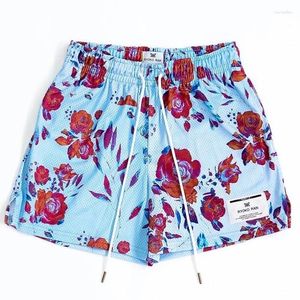 Shorts maschile marchio ryoko pioggia estate palestra traspirante maglie traspirante per asciugare rapido basket pantaloni sportivi motivi di fiori corto