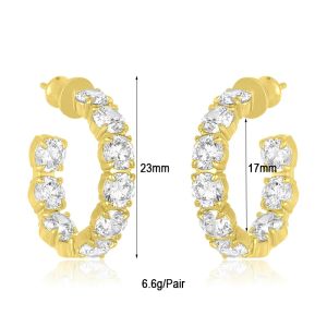 Crmya Gold-Plated Hoop Clip Earrings for Women Punk Style Cubic Zirconia Big Huggiesイヤリングセット2023女性ジュエリー卸売