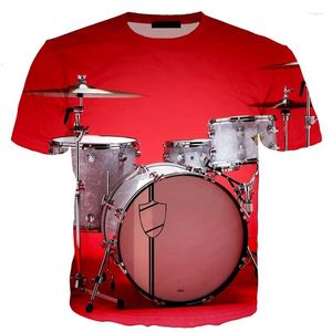 Men's T Shirts Summer Tide Fashion Drum Kit Picture Men T-Shirts Casual 3D Print Tees Hip Hop Personality Round Neck Short Sleeve Tops