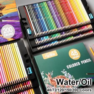 Карандаши масла/вода растворимый цветовой набор карандашей 48/72/120/150/200 Профессиональные рисунки цветы карандаши детские карандаши школьные предметы искусства