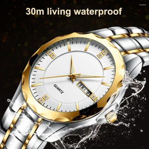 Armbanduhren nicht-mechanische Quarz-Armbanduhren-Männer runden Zifferblatt Watch Elegantes Männergeschäft mit Dual-Kalender-Display