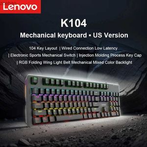 TASSICHE Lenovo K104 Tastiera meccanica 104 Chiave RGB Effetto retroilluminazione Game Office Switch Blue/Asse rosso UKL2404