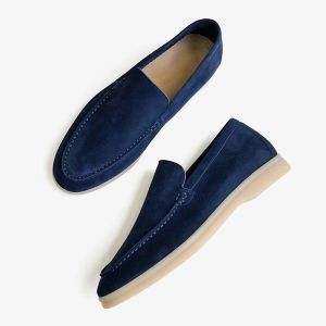 Ladungsstätten Donnain 2022 Neue Herbst -Top Vision Echtes Leder klassisches Ladungsschützer Marine Blue Unisex Paar Schuhe Freizeit täglich handgefertigte Wohnungen