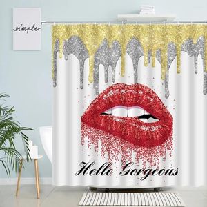 Shower Curtains Hello Gorgeous Red Lips Creative Design Fashion Art Woman Girl Bathroom Decor Bath Curtain Set Fabric With Hooks