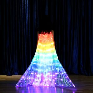 Belly Dance Colorful 110cm Alas LED Wings For Kids Girl Performance Fluorescent Butterfly Isis Wings Carnival Festival Outfit