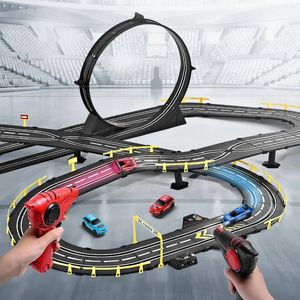 Childrens Electric Railcar Double Remote Racing Track 143 RC Car Modelo 181M Super Long Boys Toy Presente 240327