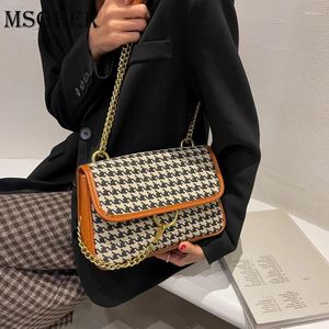 Shoulder Bags Houndstooth Luxury Designer Baguette Crossbody Bag For Women 2024 Winter Underarm Party Trendy Purse And Handbags