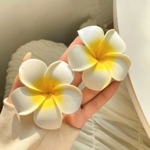 Women Plumeria Flower Hair Clips Girls Aesthetic Hairpins Egg Flower Barrette Hawaiian Wedding Party Bag Hair Accessories 2023