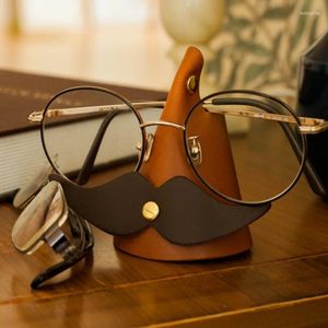 Hooks Creative Leather Eyeglass Holder Novely Glasses Display Stand Handicraft Solglasögon förvaringsfäste Desktop Decoration