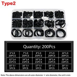 200/225/250Pcs Rubber O Ring Set Gaskets Seal Ringer Nitrile Rubber High Pressure O-Rings NBR Sealing Elastic Band Rings Set