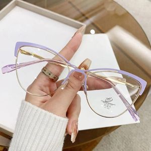 Sunglasses Fashion Women Metal Cat Eye Blue Light Blocking Eyeglasses Optical Spectacle Computer Goggles Protection Glass Eyewear