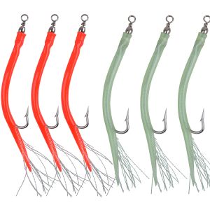 FishHooks 20pcs farpado Octopus gancho ganchos de pesca com giro rolante e penas 2021 tackle de pesca aceita dropshipping