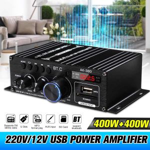 S AK380/AK170 800W Bluetooth5.0 HiFi Power Wzmacniacze stereo samochodu domowego audio 12V cyfrowy wzmacniacz dźwięku basowy odtwarzacz muzyki FM Radio