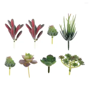 Decorative Flowers Artificial Miniature Set: 8 Potted Plants For Desk Shelves Office Decor Mixed Style