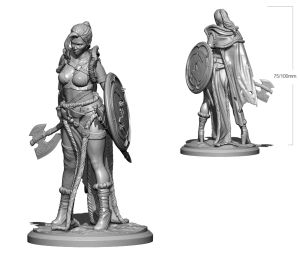 Pędzle 1/24 1/18 Model Woman Warrior Warrior 3D Figure Figur