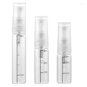 Garrafas de armazenamento 50pcs transparen escala de vidro perfume pequeno bomba de plástico transparente 2.5ml 3ml 5ml Spray de amostra de cosméticos vazios