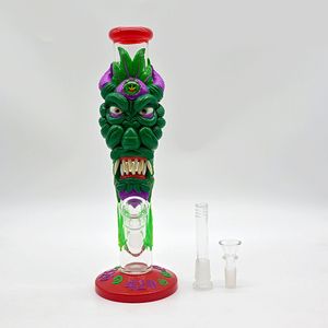 1pc,11.8in,Glass Bong,Glow In Dark,Borosilicate Glass Water Pipe,Glass Hookah,Hand Painted,Polymer Clay Cute Glass Smoking Item,Home Decorations,Smoking Accessaries