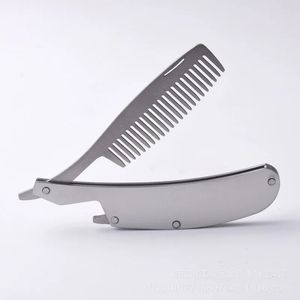 Pettine per capelli nuovi uomini dedicati in acciaio inossidabile pieghevole pieghevole set mini tascabile culo strumento di cura della barba comoda e usa la spazzola per capelli