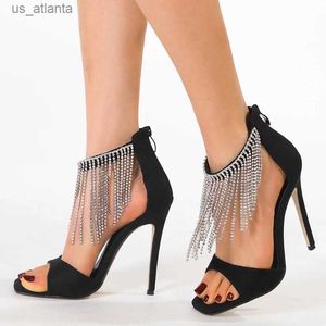 Scarpe eleganti Nuovo design Fringe Fringa Apri Woman Sandals Fashion Summer Zipper Stiletto High Heels Banquet Party H240403