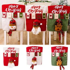 Chaves de cadeira Capa de Natal Papai Noel, boneco de neve rena de slipcovers de jantar de Natal para 2024 Navidad Home Party DIY Decor Supplies