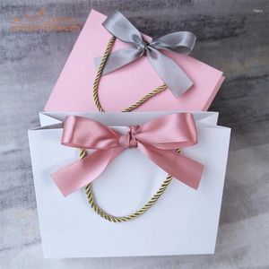 Wrap regalo 10/50pcs Fashion Pink Boke Packaging Ribbon Carta di carta Gioielli parrucca per tana a pianta di perline Orecchino
