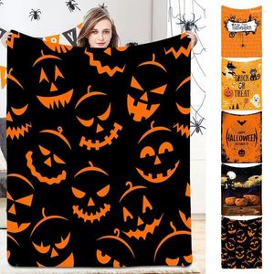 Blankets Halloween Throw Blanket For Couch Bed Fall Thanksgiving Gift Pumpkin And Ghost Print Sofa