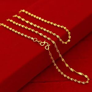 2024 Ny guldfärghalsband 45 cm Box Chain/Water Ripple/Single Water Ripple Halsband med kedja för kvinnamyckespresent