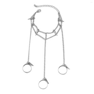 Очарование браслетов панк -слоистый кольцевой браслет с кольцами уникальные ювелирные украшения для кисточки для женщин запясть