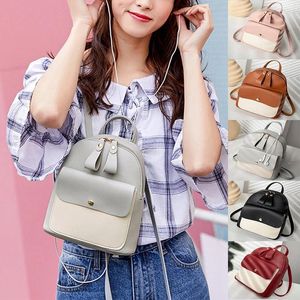 Bolsas escolares de couro feminino mochila moda pequenas meninas adolescentes bagpack fofo feminino 5 cor