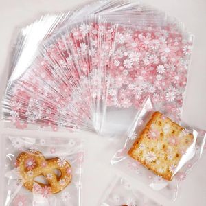 Gift Wrap 100Pcs Plastic Packing Bags For Biscuits Candy Cookies Flower Self-Adhesive Jewelry Party Packaging