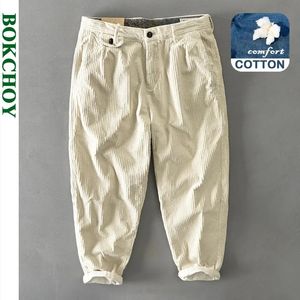 Autumn Winter Men Cotton Corduroy Pants Solid Color Casual Safari Style Multi-Pocket All-Match Workwear AZ325 240402