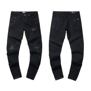 Designer-Herren Jeans für Herren-Denimhosen Mode Frauen Purpur-Marken-Trends Distressed Black Ripped Biker Slim Fit Motorrad Jogginghosen