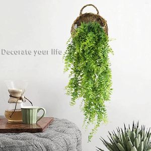 Kwiaty dekoracyjne 2PCS sztuczne rośliny Rattan Wedding Vine Decor Dekoracja Ivy Dekoracja kwiatowy domek wiszący girland impreza