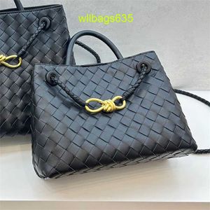 Deri tote bottegveneta andiamo çantaları fransız niş orijinal deri el dokumalı kadın çantası metal ip tokası tek omuz crossbody h logo hbu06d