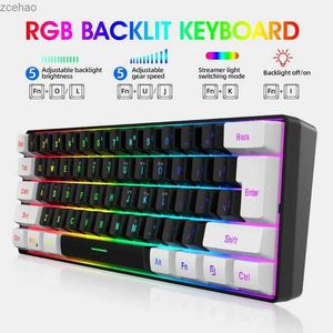 لوحات المفاتيح 60 ٪ لوحة مفاتيح الألعاب ومزيج الماوس Ultra Compact 61 Key RGB Backlit Mini Keyboard 3200 DPI Gaming Mousel2404