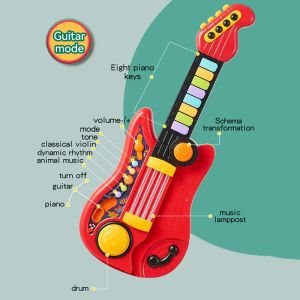 Brinquedos infantis de guitarra 2 em 1 instrumento musical dobrável piano eletrônico de treinamento cerebral Toys educacional presente de aniversário para menina