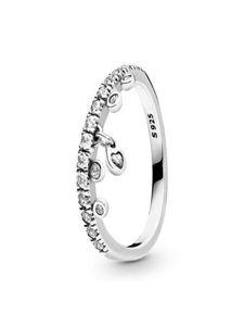CZ Diamond Love Heart Pendant Wedding Ring Women 925 Sterling Silver Gift SMycken för förlovningsringar Set med Original Box4668174