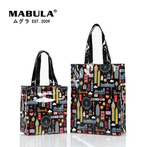 Moda pvc reutilizável saco de compras das mulheres eco amigável londres shopper saco grande capacidade à prova dwaterproof água bolsa ombro 240401