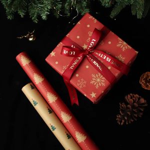 Lifestyle 10pcs embrulhando papel kraft papel de árvore de natal elk impressão de papel de embalagem para embalagens artesanato de artesanato de fornecimento diy presente 50*70cm