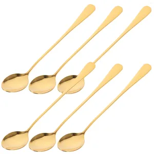 Coffee Scoops 6 Pcs Stainless Steel Spoon Ice Cocktail Mixing Spoons Stirring For