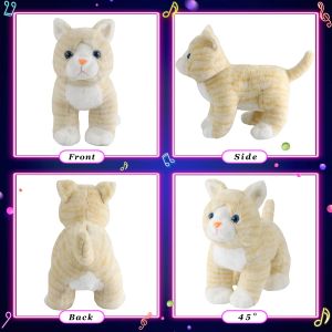 Cute Kawaii Doll Plush Toys 35cm Throw Pillows Kitty Cat with Musical LED Stuffed Animals Gift For Girls Kids Lullaby